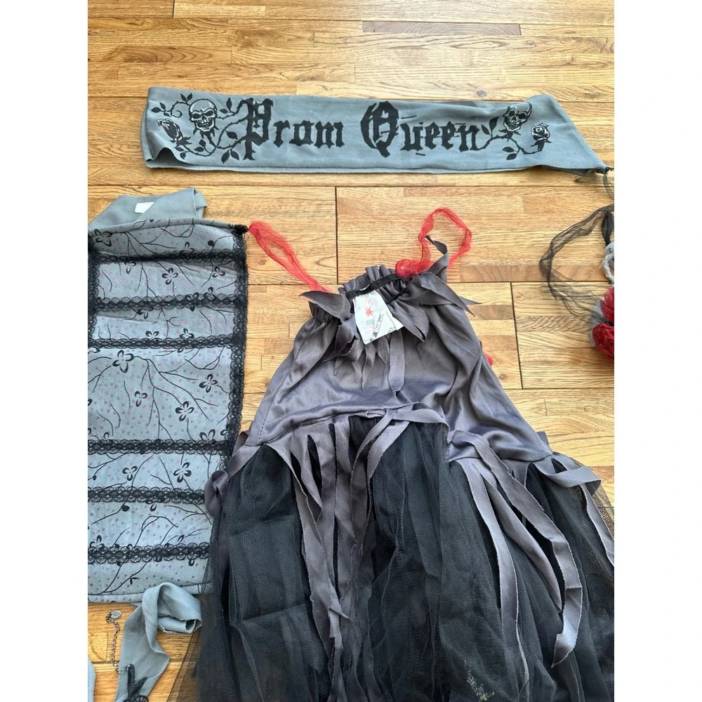 Deluxe Gothic Prom Queen Costume Child Sz Small Halloween Dress Sash Accessories
